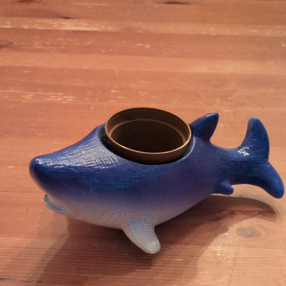 Blue and White Shark Aquarium Ornament